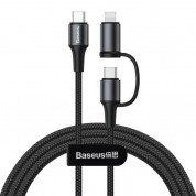 Baseus Twins 2-in-1 USB-C to USB-C & Lightning Cable (CATLYW-I01) - USB-C към USB-C и Lightning кабел за Apple устройства с Lightning порт (100 см) (черен)