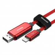 Baseus Glowing USB Lightning Cable (CALLG-09) - Lightning USB кабел за Apple устройства с Lightning порт (100 см) (червен) 1