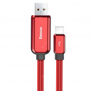 Baseus Glowing USB Lightning Cable (CALLG-09) - Lightning USB кабел за Apple устройства с Lightning порт (100 см) (червен)