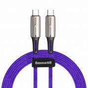 Baseus Water Drop USB-C to USB-C Cable PD 2.0 60W (CATGH-J09) - кабел с въжена оплетка за устройства с USB-C порт (100 см) (лилав)