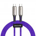 Baseus Water Drop USB-C to USB-C Cable PD 2.0 60W (CATGH-J05) - кабел с въжена оплетка за устройства с USB-C порт (100 см) (лилав) 1
