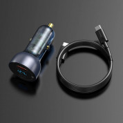 Baseus Digital Display Dual Quick Car Charger 65W (TZCCKX-0G) - зарядно за кола с USB и USB-C изходи с технология за бързо зареждане и 100W USB-C към USB-C кабел (черен) 8