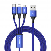 Baseus Rapid 3-in-1 USB Cable (CAMLT-SU13) - универсален USB кабел с Lightning, microUSB и USB-C конектори (120 см) (син)