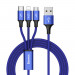 Baseus Rapid 3-in-1 USB Cable (CAMLT-SU13) - универсален USB кабел с Lightning, microUSB и USB-C конектори (120 см) (син) 1