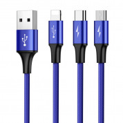 Baseus Rapid 3-in-1 USB Cable (CAMLT-SU13) - универсален USB кабел с Lightning, microUSB и USB-C конектори (120 см) (син) 3