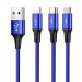 Baseus Rapid 3-in-1 USB Cable (CAMLT-SU13) - универсален USB кабел с Lightning, microUSB и USB-C конектори (120 см) (син) 4