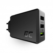 Green Cell 30W Power Source - захранване за ел. мрежа с 1 x Ultra Charge Fast Charging изход и 2 x Smart USB изхода за мобилни телефони и таблети (черен)