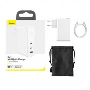 Baseus GaN Mini Quick Charger 120W (CCGAN-J02) - захранване за ел. мрежа за лаптопи, смартфони и таблети с USB-A и 2xUSB-C изходи с технология за бързо зареждане (бял) 12