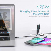 Baseus GaN Mini Quick Charger 120W (CCGAN-J02) - захранване за ел. мрежа за лаптопи, смартфони и таблети с USB-A и 2xUSB-C изходи с технология за бързо зареждане (бял) 10