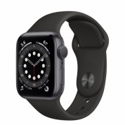 Apple Watch Series 6 GPS, 40mm Space Gray Aluminium Case with Black Sport Band - умен часовник от Apple 