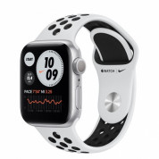 Apple Watch Nike Series 6 GPS, 40mm Silver Aluminium Case with Pure Platinum/Black Nike Sport Band - умен часовник от Apple 