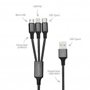 4smarts 3in1 Cable ForkCord - качествен многофункционален кабел за microUSB, Lightning и USB-C стандарти (100см) (черен) 1