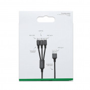 4smarts 3in1 Cable ForkCord - качествен многофункционален кабел за microUSB, Lightning и USB-C стандарти (100см) (черен) 3