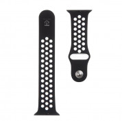 Tactical 164 Double Silicone Sport Band - силиконова каишка за Apple Watch 42мм, 44мм, 45мм (черен-бял)