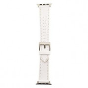 Tactical 041 Eco Leather Band - кожена каишка за Apple Watch 42мм, 44мм (бял)