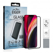 Eiger 3D Glass Full Screen Tempered Glass Screen Protector - калено стъклено защитно покритие за дисплея на iPhone 12 Pro Max (черен-прозрачен)