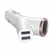Baseus Y-Type 3.4A Car Charger 2xUSB and Extended Cigarette Lighter Port (CCALL-YX02) - зарядно за кола с два USB изхода и вход за запалка (бял) 1