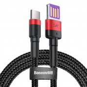 Baseus Cafule Quick Charge USB-C Cable (CATKLF-P91) - кабел с въжена оплетка и бързо зареждане за устройства с USB-C порт (100 см) (червен)