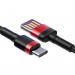Baseus Cafule Quick Charge USB-C Cable (CATKLF-P91) - кабел с въжена оплетка и бързо зареждане за устройства с USB-C порт (100 см) (червен) 3