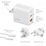 4smarts Travel Charger Set VoltPlug QC/PD 18W With USB-C Data Cable  - захранване за ел. мрежа с USB-A и USB-C изходи, USB-C към USB-C кабел и адаптори за USA и UK стандарт (18W) (бял) 1