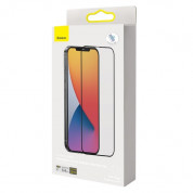 Baseus Full Screen Curved Anti-Bluelight Soft Edge Tempered Glass (SGAPIPH61P-TE01) - стъклено защитно покритие за целия дисплей на iPhone 12, iPhone 12 Pro (прозрачен-черен) (2 броя) 2