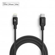 Adam Elements PeAk II Lightning to USB-C Cable - MFI сертифициран USB-C към Lightning кабел за Apple устройства с Lightning порт (120 см) (черен) 