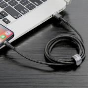 Baseus Cafule USB Lightning Cable (CALKLF-CG1) - Lightning USB кабел за Apple устройства с Lightning порт (200 см) (черен-сив) 7