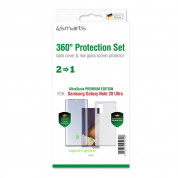 4smarts 360° Premium Protection Set UltraSonix - тънък силиконов кейс и стъклено защитно покритие за дисплея на Samusg Galaxy Note 20 Ultra (прозрачен) 1
