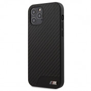 BMW M Collection PU Carbon Leather Hard Case - кожен кейс за iPhone 12, iPhone 12 Pro (черен)