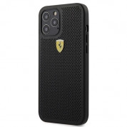 Ferrari On Track Perforated Leather Hard Case - кожен кейс за iPhone 12 Pro Max (черен)