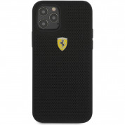 Ferrari On Track Perforated Leather Hard Case - кожен кейс за iPhone 12, iPhone 12 Pro (черен) 1