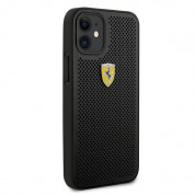 Ferrari On Track Perforated Leather Hard Case - кожен кейс за iPhone 12 mini (черен) 3