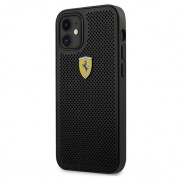 Ferrari On Track Perforated Leather Hard Case - кожен кейс за iPhone 12 mini (черен) 1