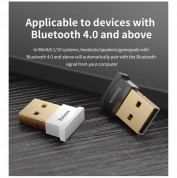 Baseus USB Mini Bluetooth 4.0 Adapter - bluetooth адаптер за компютри и лаптопи (черен) 3
