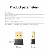 Baseus USB Mini Bluetooth 4.0 Adapter - bluetooth адаптер за компютри и лаптопи (черен) 10