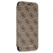 Guess Charms Collection Booktype Leather Case - дизайнерски кожен калъф, тип портфейл за iPhone 12, iPhone 12 Pro (кафяв) 2