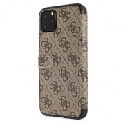 Guess Charms Collection Booktype Leather Case - дизайнерски кожен калъф, тип портфейл за iPhone 12, iPhone 12 Pro (кафяв) 3