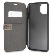 Guess Charms Collection Booktype Leather Case - дизайнерски кожен калъф, тип портфейл за iPhone 12 mini (кафяв) 1