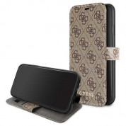 Guess Charms Collection Booktype Leather Case - дизайнерски кожен калъф, тип портфейл за iPhone 12 mini (кафяв) 4