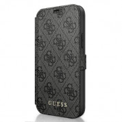 Guess Charms Collection Booktype Leather Case - дизайнерски кожен калъф, тип портфейл за iPhone 12, iPhone 12 Pro (сив)