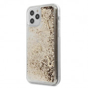 Guess Liquid Glitter Charms Case - дизайнерски кейс с висока защита за iPhone 12 Pro Max (златист)