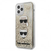 Karl Lagerfeld Liquid Glitter Karl & Choupette Heads Case - дизайнерски кейс с висока защита за iPhone 12 Pro Max (златист)
