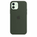 Apple iPhone Silicone Case with MagSafe - оригинален силиконов кейс за iPhone 12, iPhone 12 Pro с MagSafe (тъмнозелен) 9