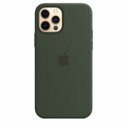 Apple iPhone Silicone Case with MagSafe - оригинален силиконов кейс за iPhone 12, iPhone 12 Pro с MagSafe (тъмнозелен)