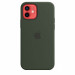 Apple iPhone Silicone Case with MagSafe - оригинален силиконов кейс за iPhone 12, iPhone 12 Pro с MagSafe (тъмнозелен) 8