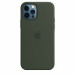 Apple iPhone Silicone Case with MagSafe - оригинален силиконов кейс за iPhone 12, iPhone 12 Pro с MagSafe (тъмнозелен) 3
