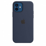 Apple iPhone Silicone Case with MagSafe - оригинален силиконов кейс за iPhone 12, iPhone 12 Pro с MagSafe (тъмносин) 9