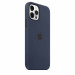 Apple iPhone Silicone Case with MagSafe - оригинален силиконов кейс за iPhone 12, iPhone 12 Pro с MagSafe (тъмносин) 4