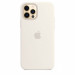 Apple iPhone Silicone Case with MagSafe - оригинален силиконов кейс за iPhone 12, iPhone 12 Pro с MagSafe (бял) 1