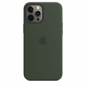 Apple iPhone Silicone Case with MagSafe - оригинален силиконов кейс за iPhone 12 Pro Max с MagSafe (тъмнозелен) 1